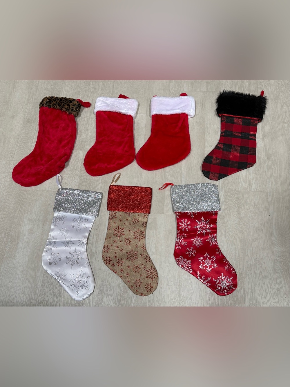 7 Assorted Christmas Stocking with Multicolor Cuff